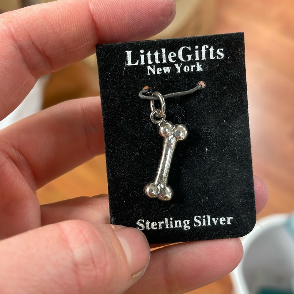 Sterling silver little gifts dog theme charm - 3D bone